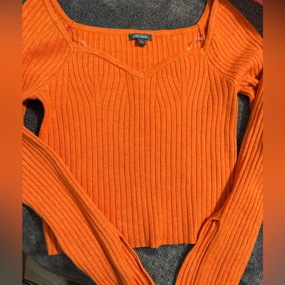 Wild Fable Bright Orange Ribbed Top